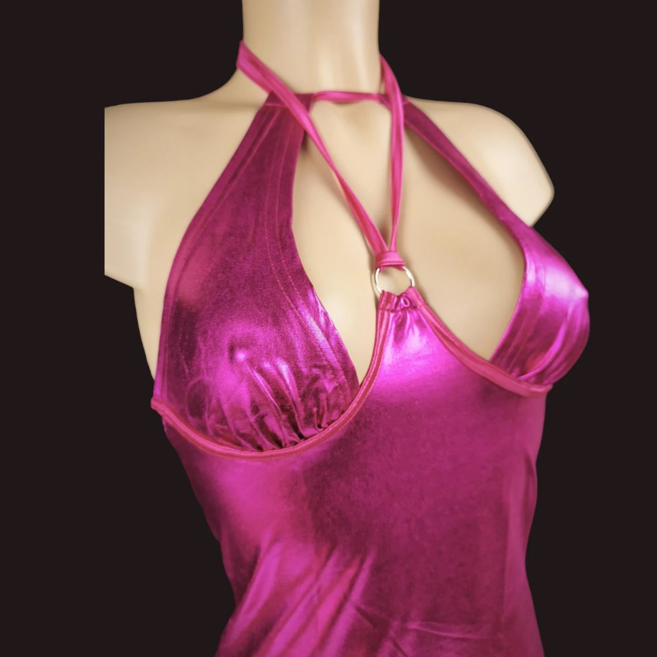 Vestido corto metálico fucsia, estilo glamour y ultra moderno ! T/ S/M 36-38 – photo 2